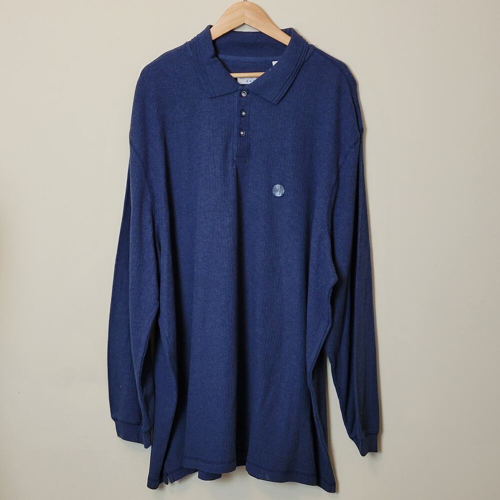 NWT Covington Men's 3X Long Sleeve Drop Needle Polo Collared Shirt Side Slits